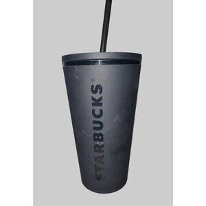 Starbucks Matte Black Stainless Steel Tumbler With Straw 473ml BPA-Free